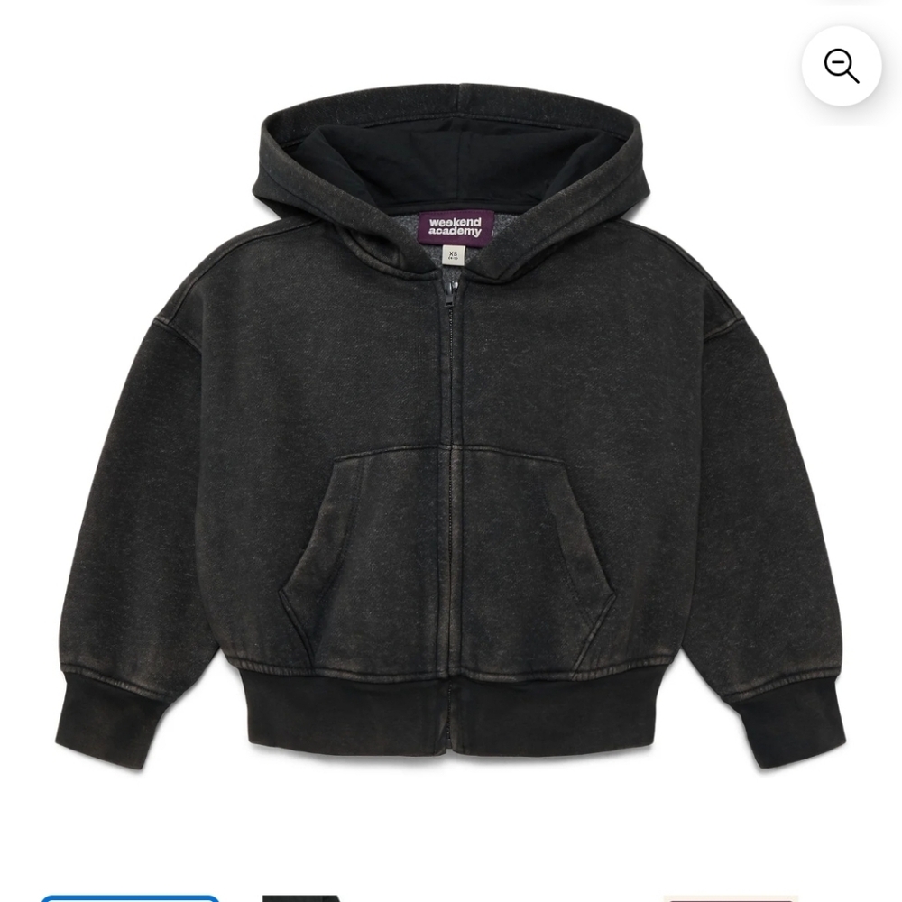 Kids Black Faded  Zip Hoodie NWT XS 4/5